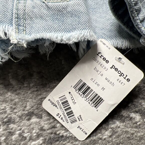 Free People NWT Baja Hooded Jean Denim Jacket Medium Boho Aztec Southwest READ - Picture 2 of 10